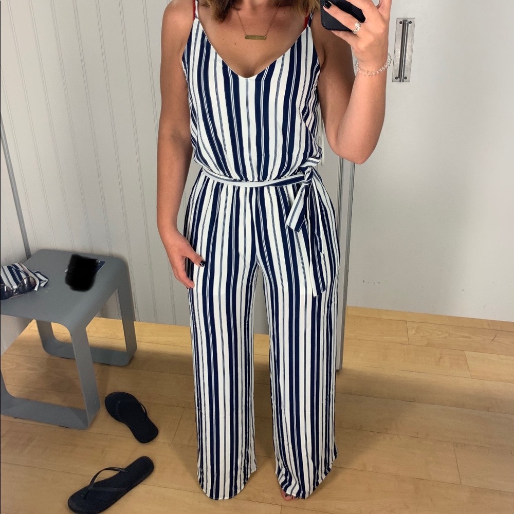 White/navy jumpsuit